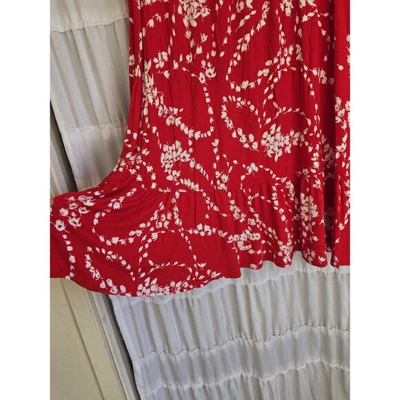 St Johns Bay Womens Red Alexa Floral Maxi Skirt XL Tropical Hawaiian Luau Beachy - Picture 2 of 8